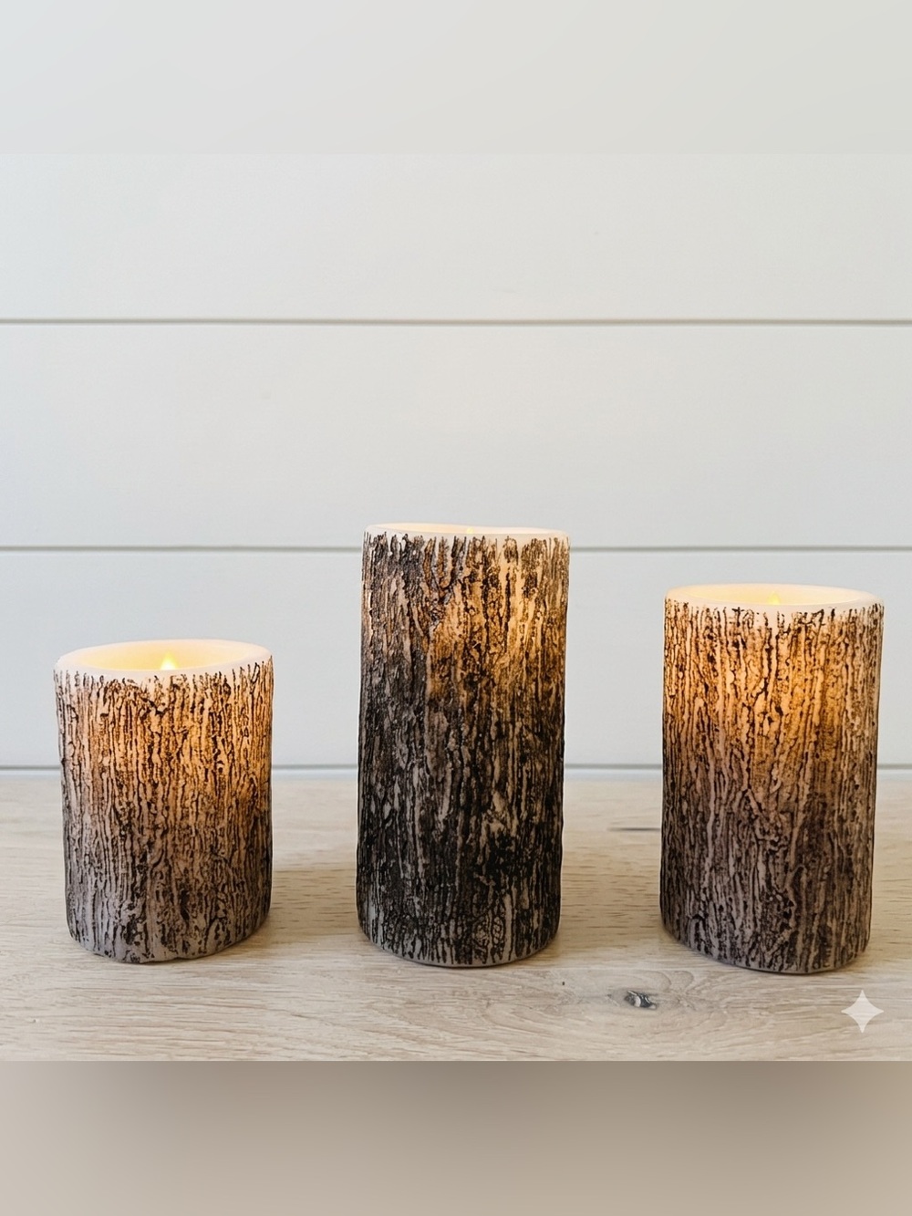 Rustic Brown Tree Bark Candle Holders